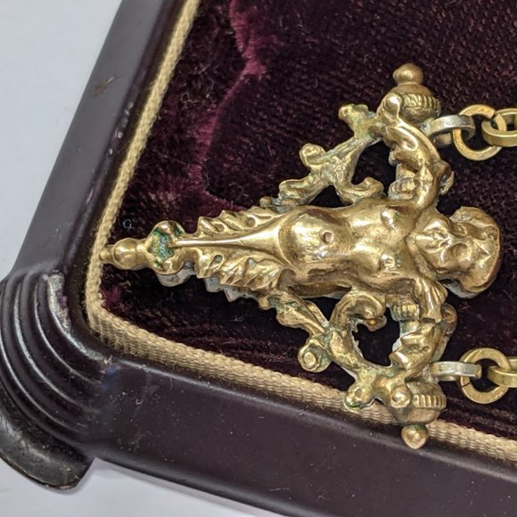 Antique Putti Cherub Seraphim Pocket Watch Chain - Picture 5 of 16